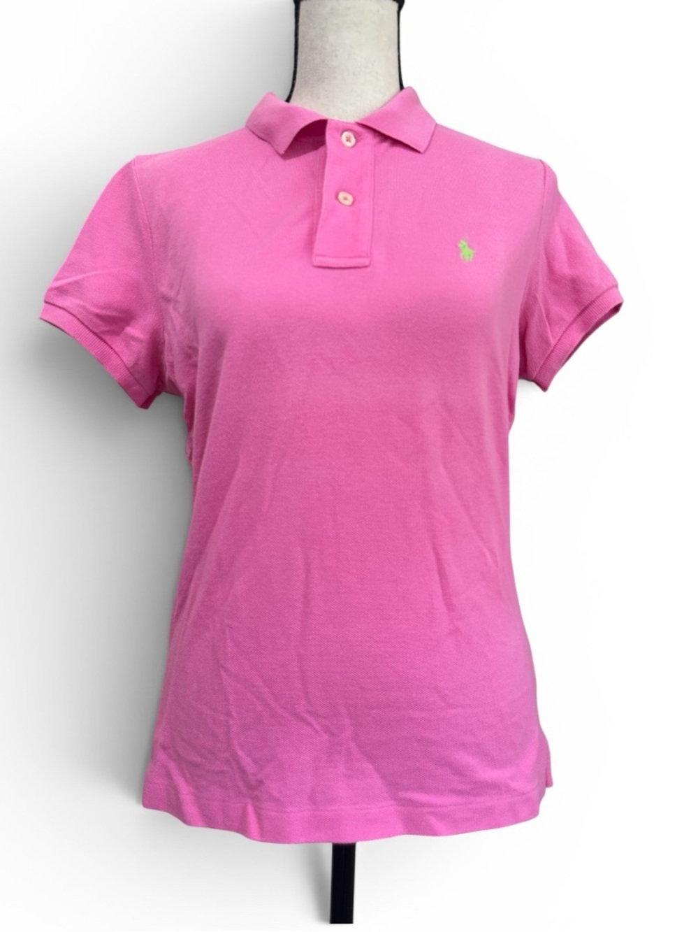 Ralph Lauren The Skinny Polo Shirt Pink Size M Medium 100% Cotton Short Sleeve